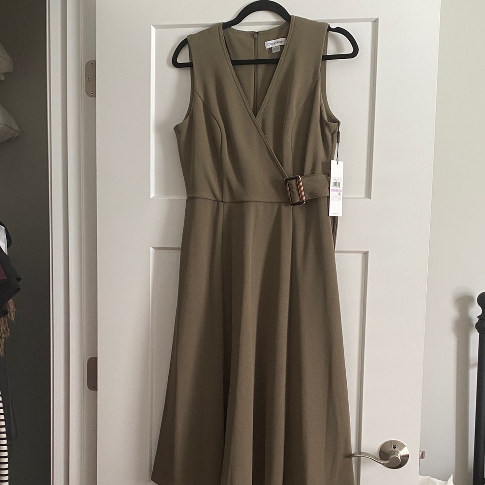 NWT Calvin Klein Olive Midi Dress